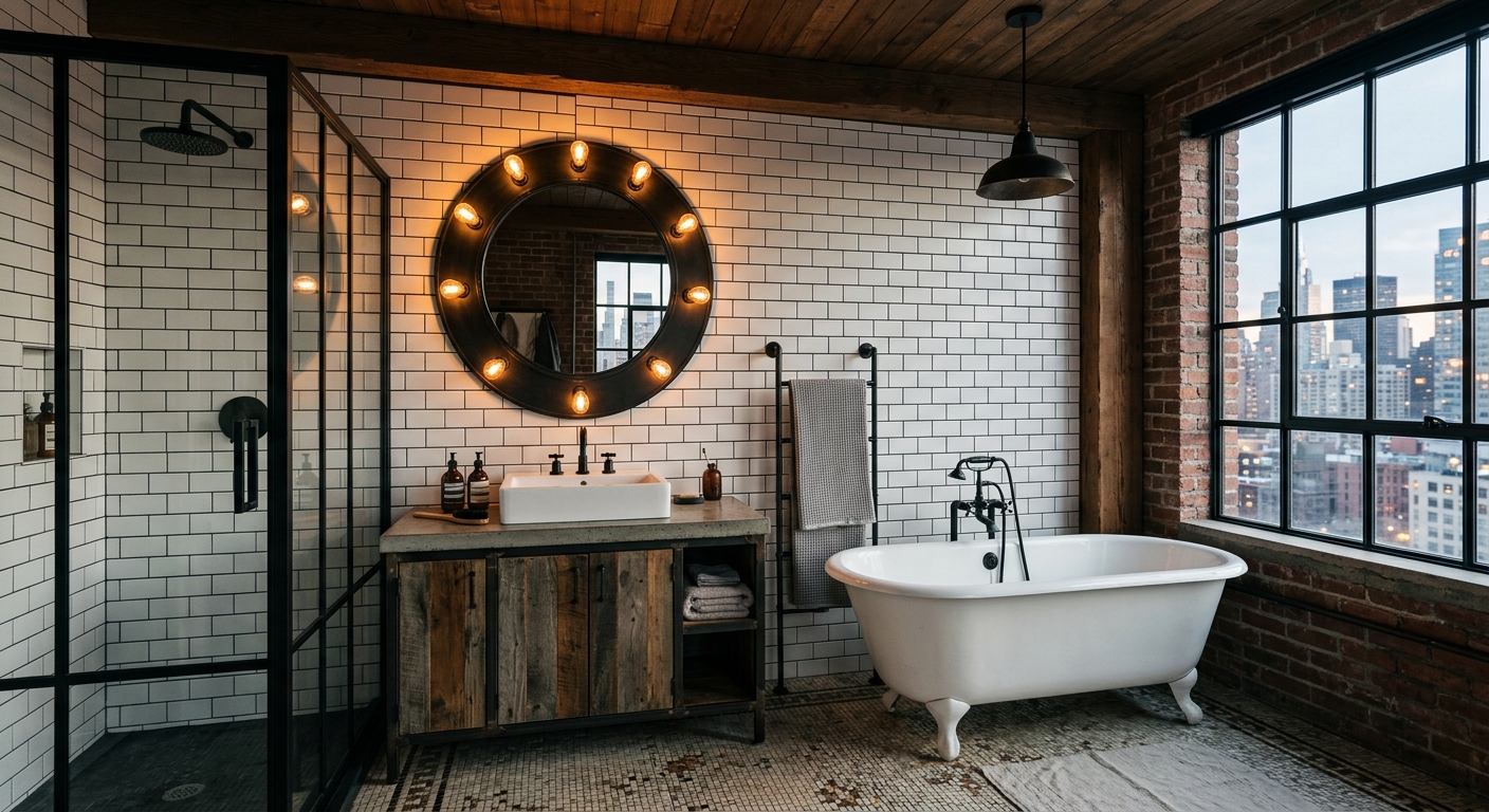 Déco industrielle New York salle de bain
